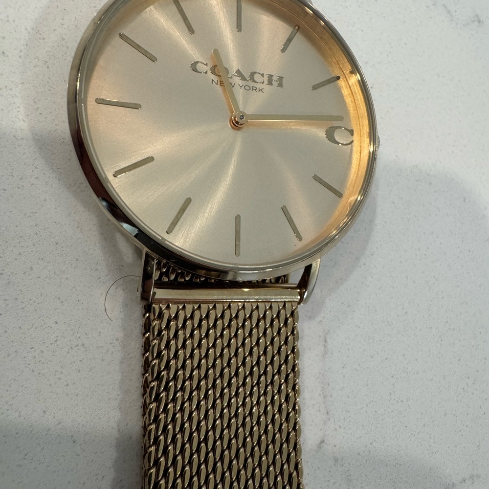 Unisex Coach Gold Tone Adjustable Mesh Watch